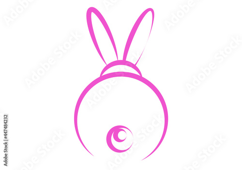 Trazos de conejo rosa en fondo blanco.