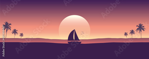yacht marine sailboat on the sea silhouette