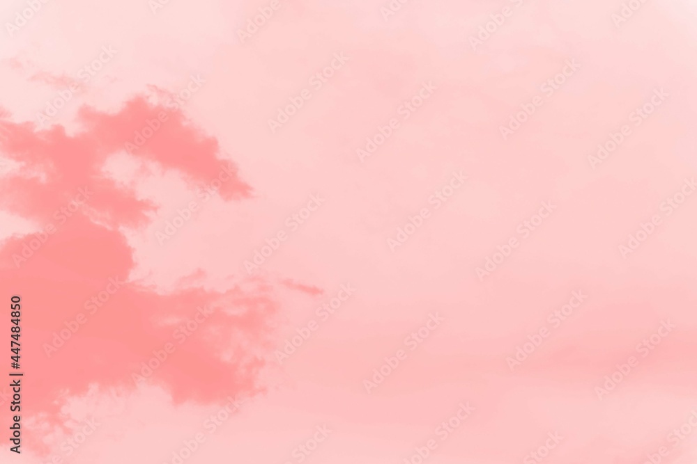 Abstract coral soft color sky background with clouds, copy space