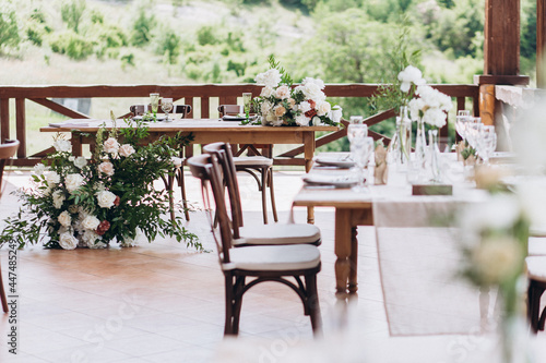 Fototapeta Naklejka Na Ścianę i Meble -  Boho wedding table for a newlywed banquet.