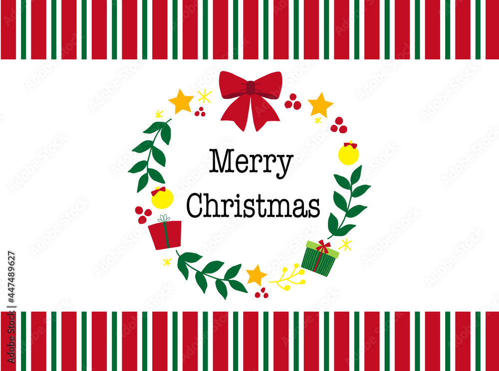 Fototapeta premium ストライプとリースのクリスマスデザイン