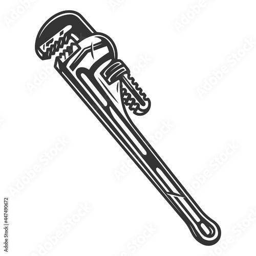 Vintage monochrome pipe wrench template