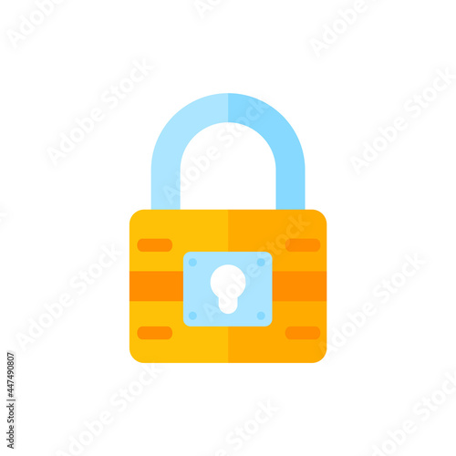 yellow padlock for locking the information on the computer data encryption concept