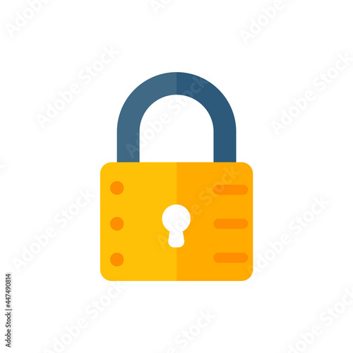 yellow padlock for locking the information on the computer data encryption concept