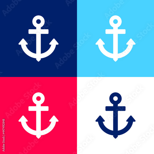 Obraz na płótnie Anchor blue and red four color minimal icon set