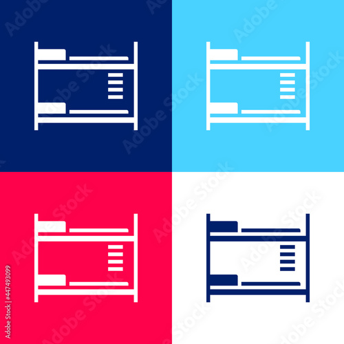 Bed blue and red four color minimal icon set