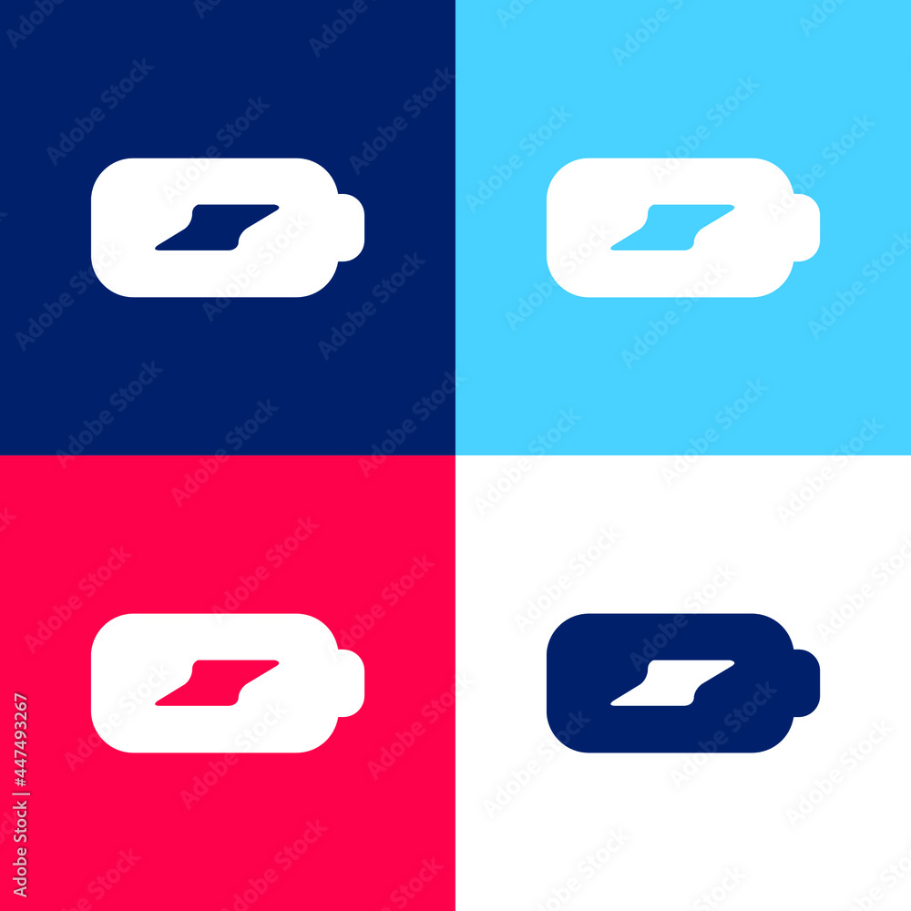 Battery Load blue and red four color minimal icon set Battery Load blue and red four color minimal icon set