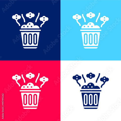 Bad Smell blue and red four color minimal icon set