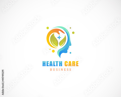 health care logo nature leaf illustration design hand medical