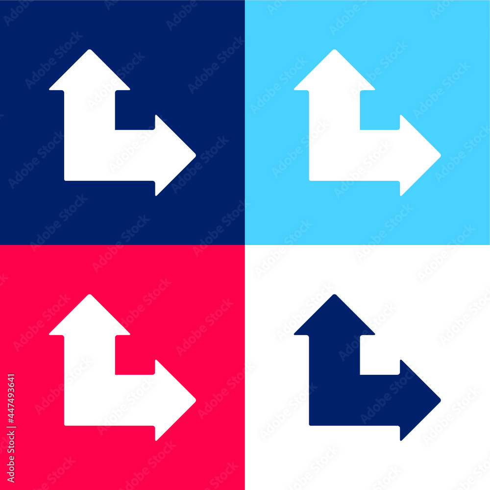 Arrows Angle Pointing Up And Right blue and red four color minimal icon set Arrows Angle Pointing Up And Right blue and red four color minimal icon set