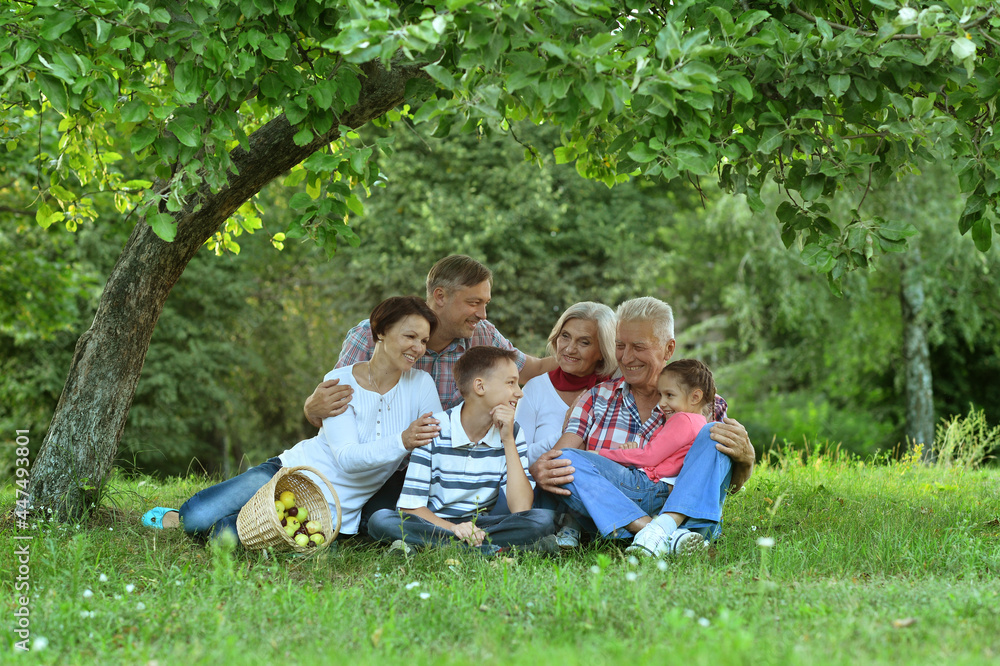 Obraz premium happy family with children in park