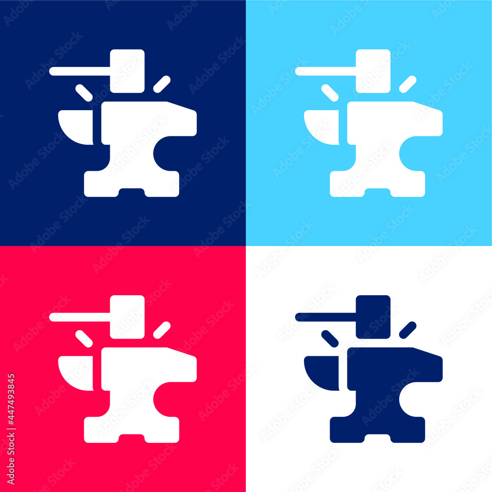 Anvil blue and red four color minimal icon set Anvil blue and red four color minimal icon set