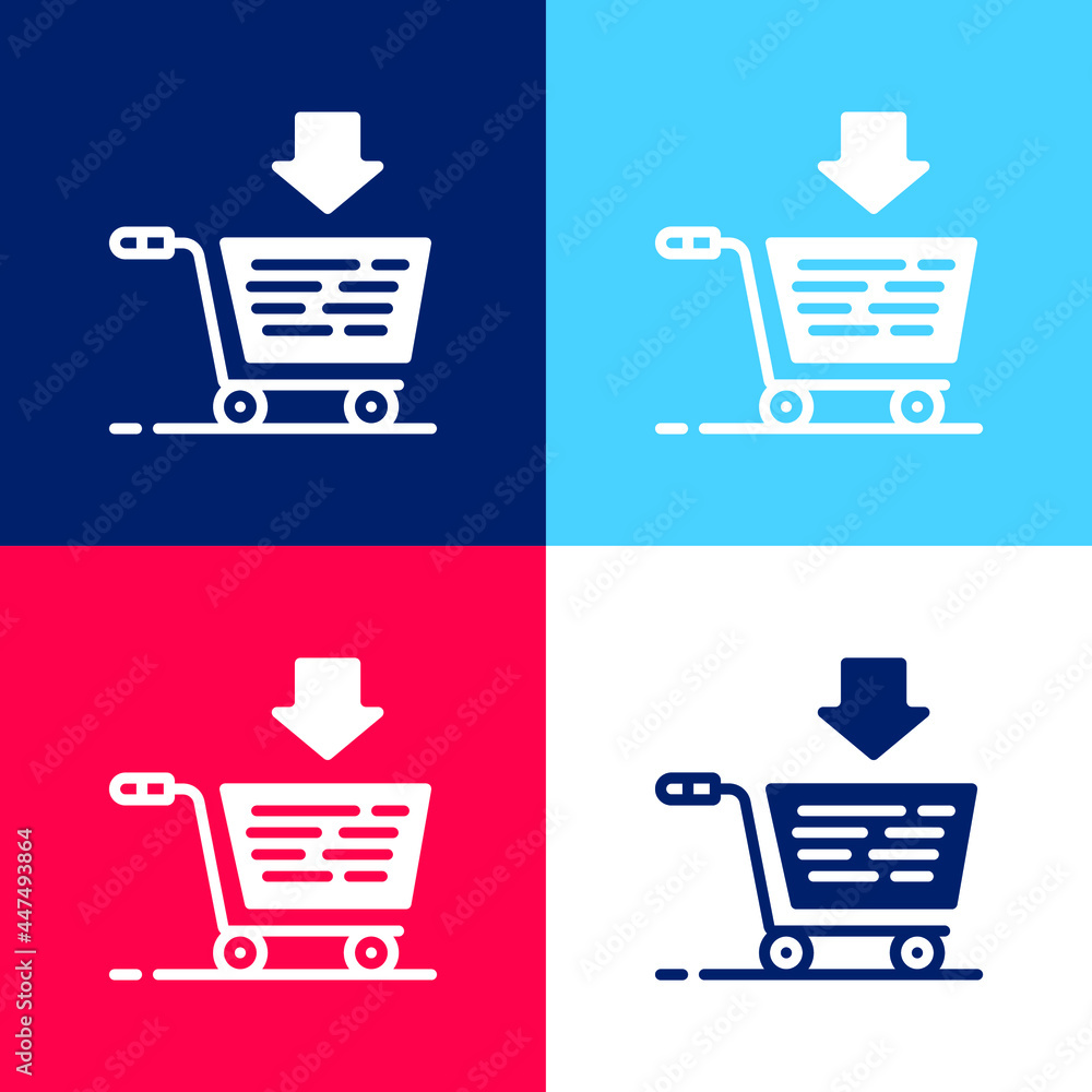 Add To Cart blue and red four color minimal icon set Add To Cart blue and red four color minimal icon set
