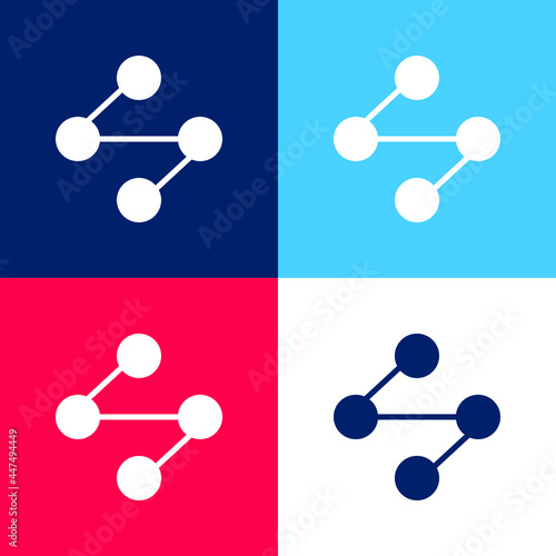 Analytics blue and red four color minimal icon set