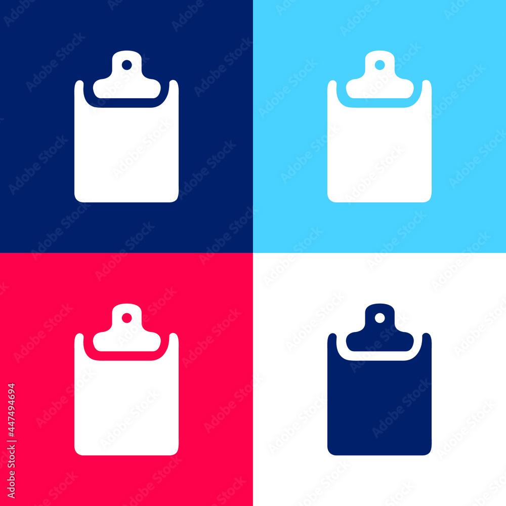 Black Clipboard blue and red four color minimal icon set Black Clipboard blue and red four color minimal icon set