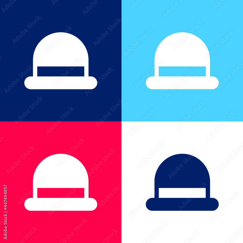 Bowler blue and red four color minimal icon set Bowler blue and red four color minimal icon set