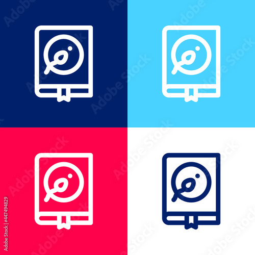 Free Download Book blue and red four color minimal icon set - GFXLoad