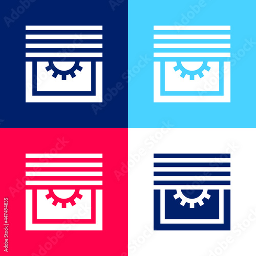 Blinds blue and red four color minimal icon set