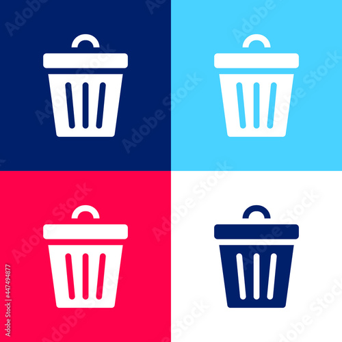 Bin blue and red four color minimal icon set