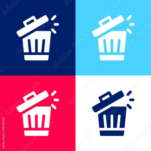 Bin blue and red four color minimal icon set