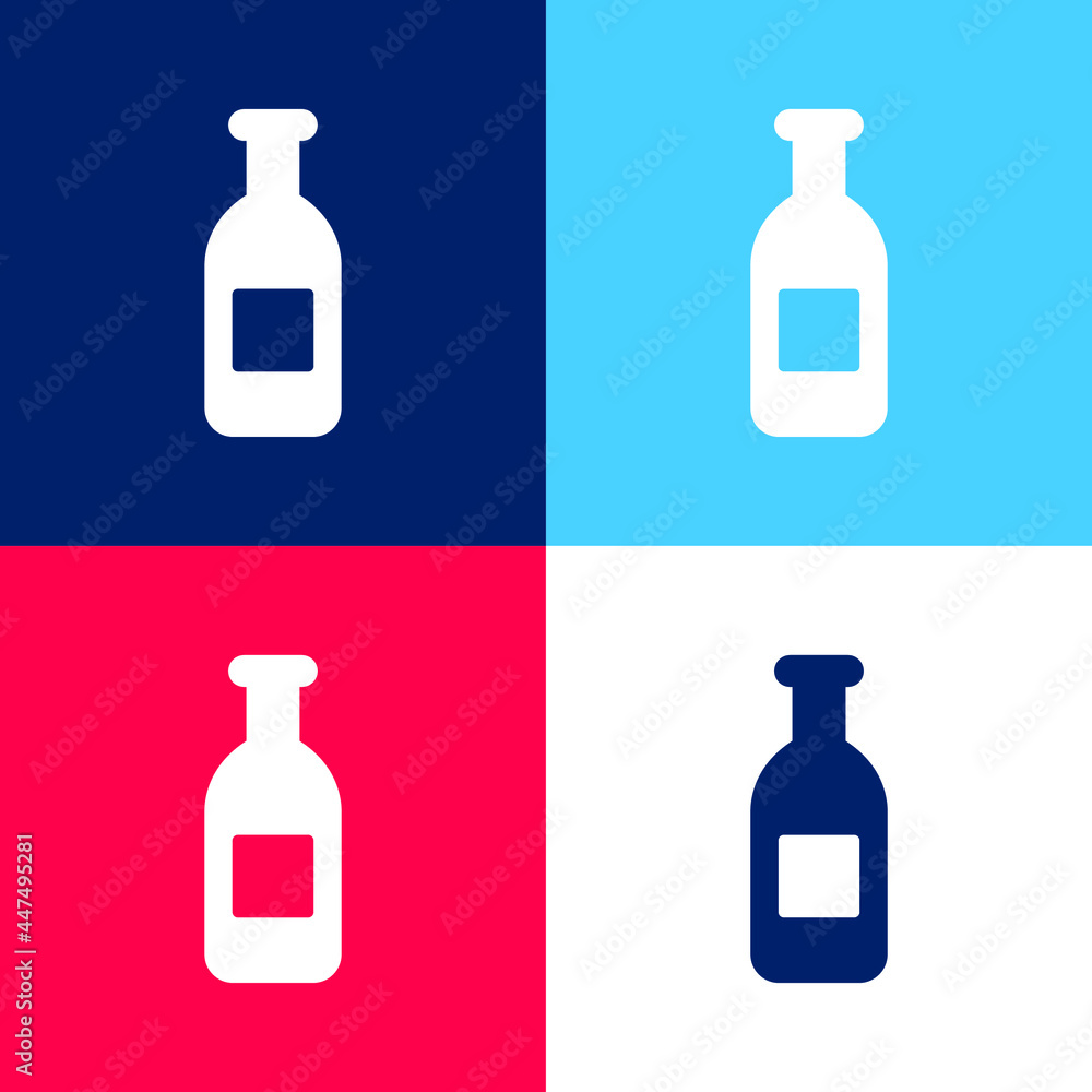 Bottle Of Water blue and red four color minimal icon set Bottle Of Water blue and red four color minimal icon set