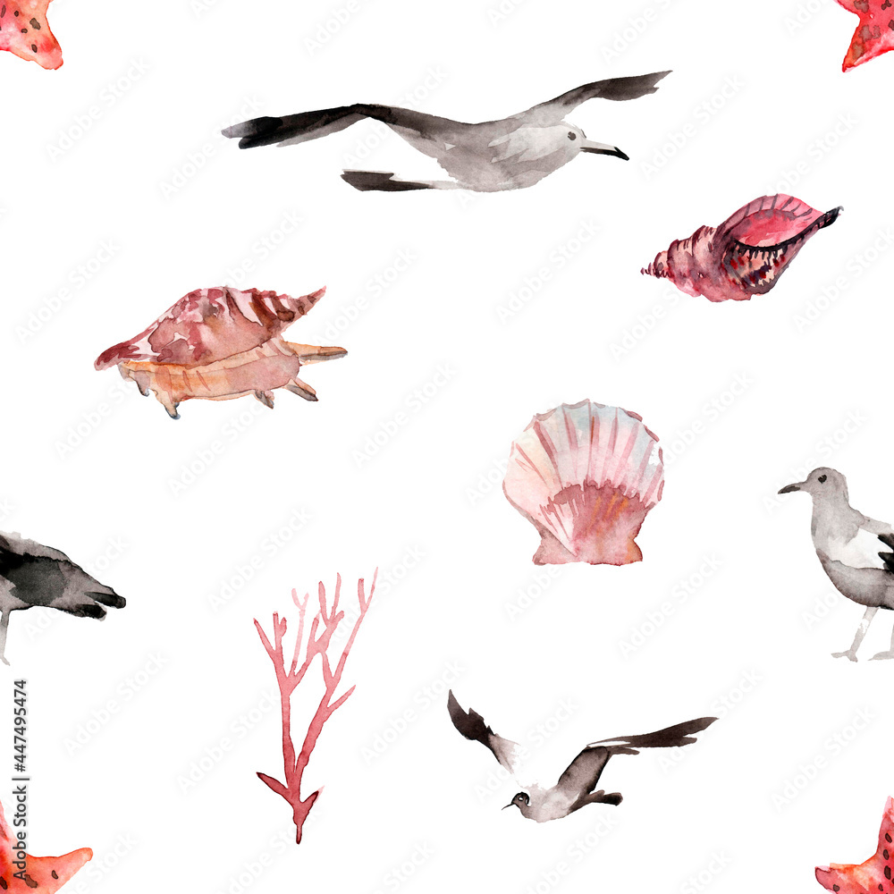 Obraz premium pattern of watercolor birds