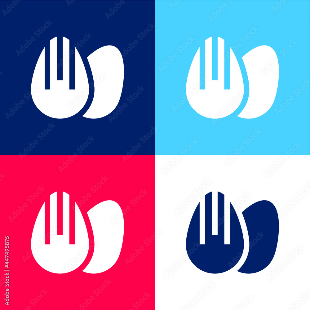 Almond blue and red four color minimal icon set Almond blue and red four color minimal icon set