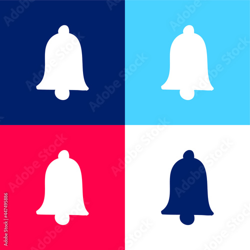 Alarm Bell blue and red four color minimal icon set