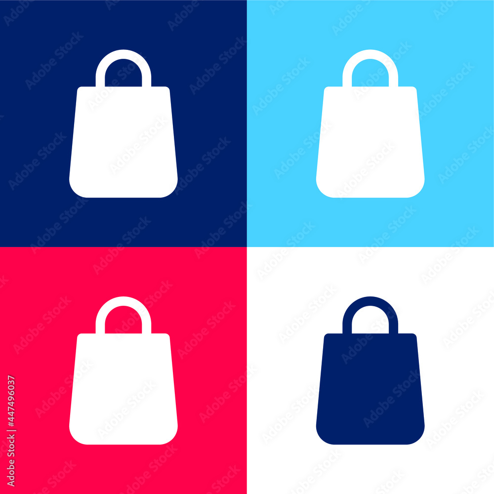 Bag blue and red four color minimal icon set Bag blue and red four color minimal icon set