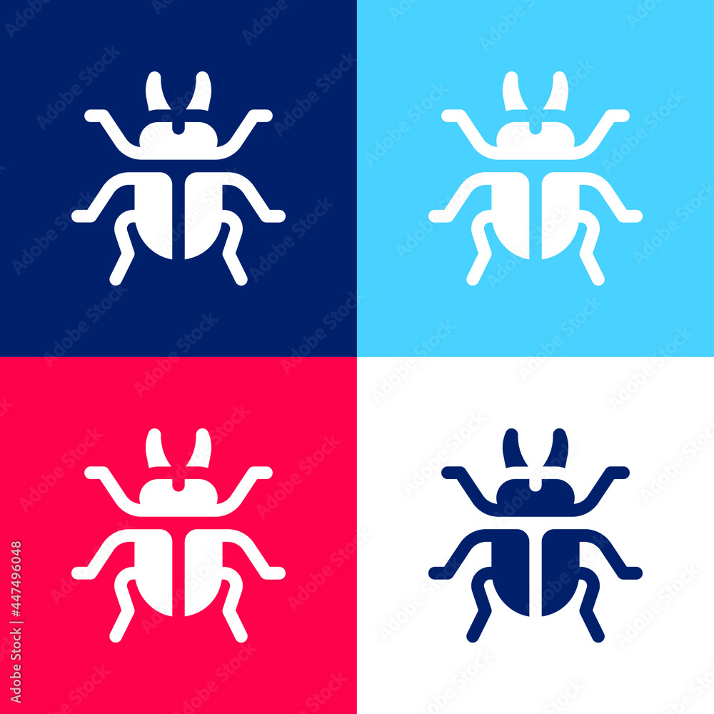 Beetle blue and red four color minimal icon set Beetle blue and red four color minimal icon set