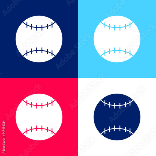 Ball Of American Football blue and red four color minimal icon set