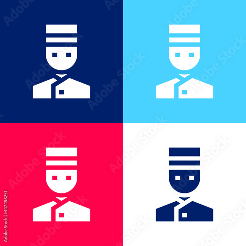 Bellhop blue and red four color minimal icon set