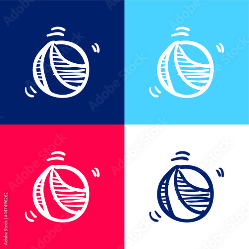 Ball Hand Drawn Toy blue and red four color minimal icon set