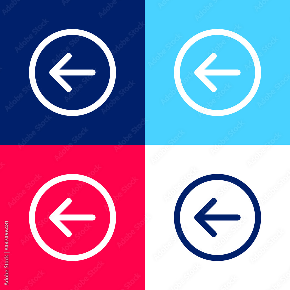 Back Button blue and red four color minimal icon set Back Button blue and red four color minimal icon set