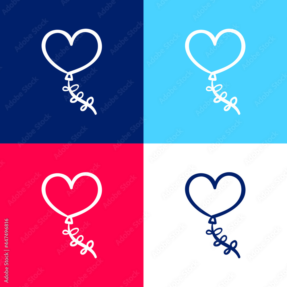 Balloon blue and red four color minimal icon set