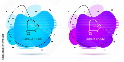 Line Oven glove icon isolated on white background. Kitchen potholder sign. Cooking glove. Abstract banner with liquid shapes. Vector