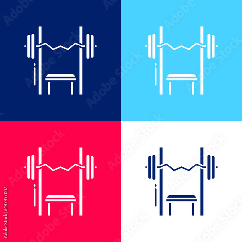 Bench Press blue and red four color minimal icon set