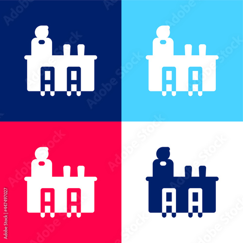 Bar blue and red four color minimal icon set
