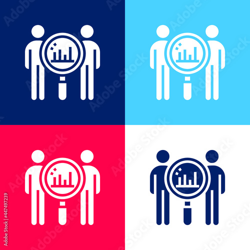 Benchmark blue and red four color minimal icon set