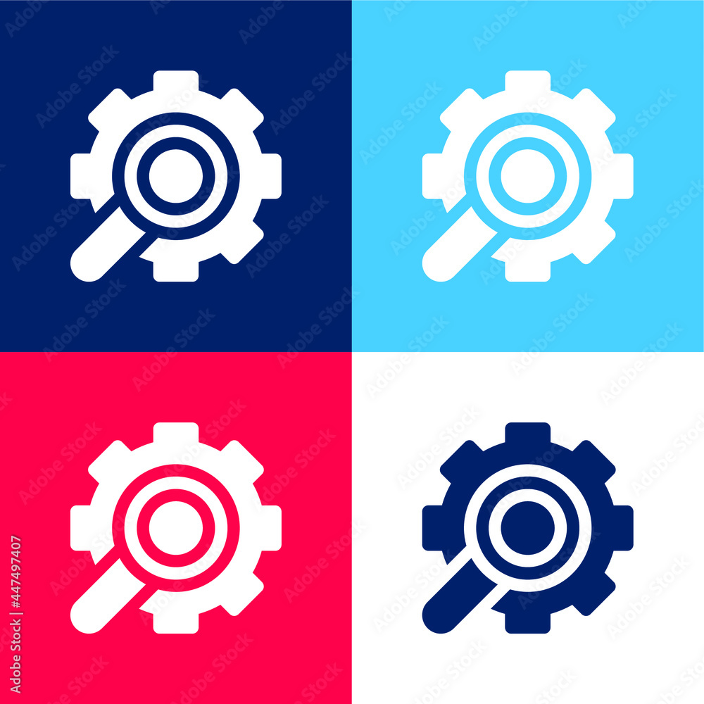 Analysis blue and red four color minimal icon set Analysis blue and red four color minimal icon set