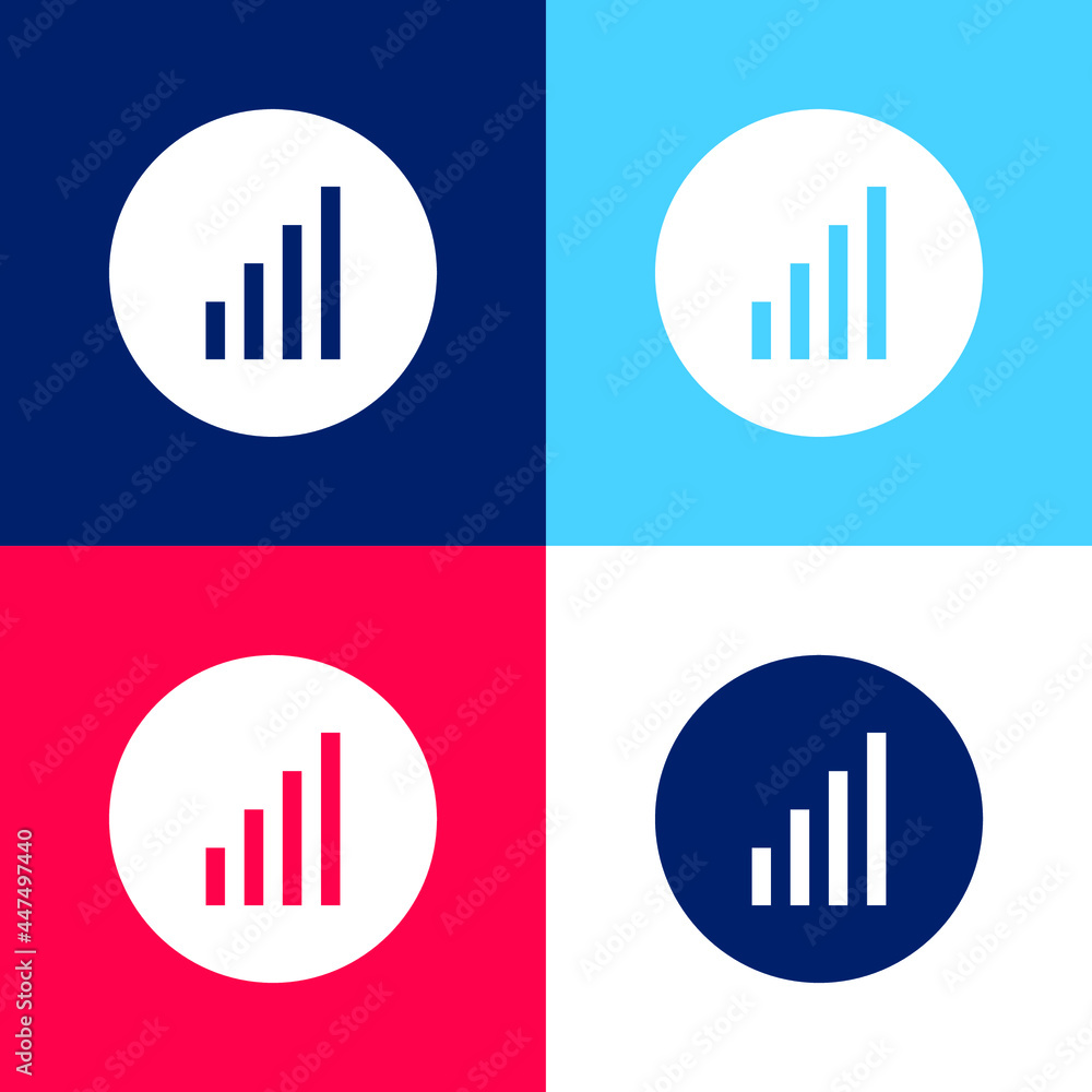 Bars Graphics blue and red four color minimal icon set Bars Graphics blue and red four color minimal icon set