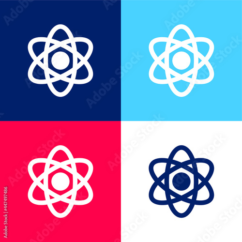 Atom blue and red four color minimal icon set