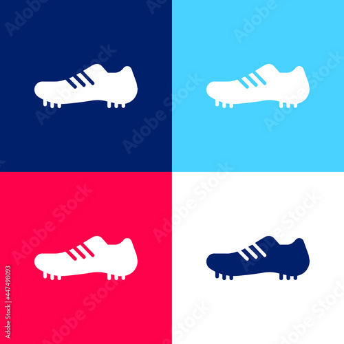 Boot blue and red four color minimal icon set