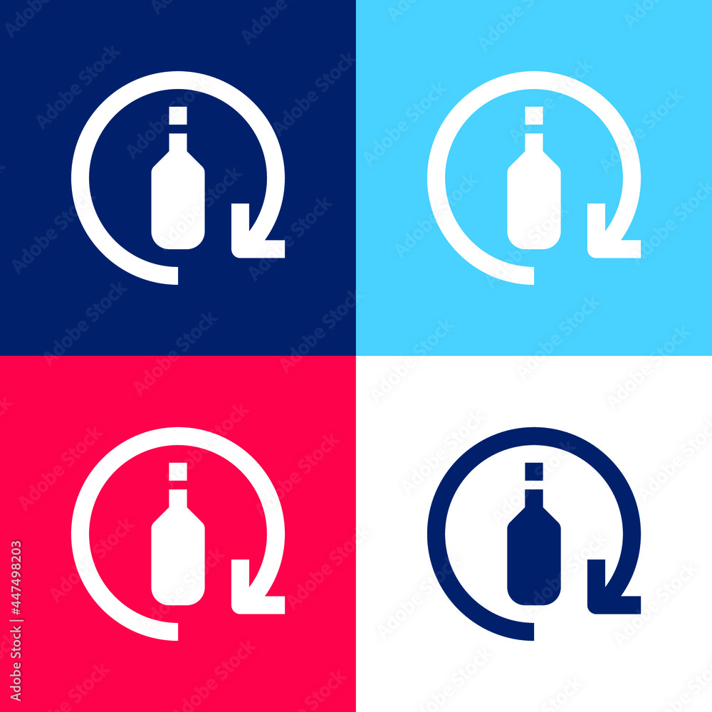 Bottle blue and red four color minimal icon set Bottle blue and red four color minimal icon set