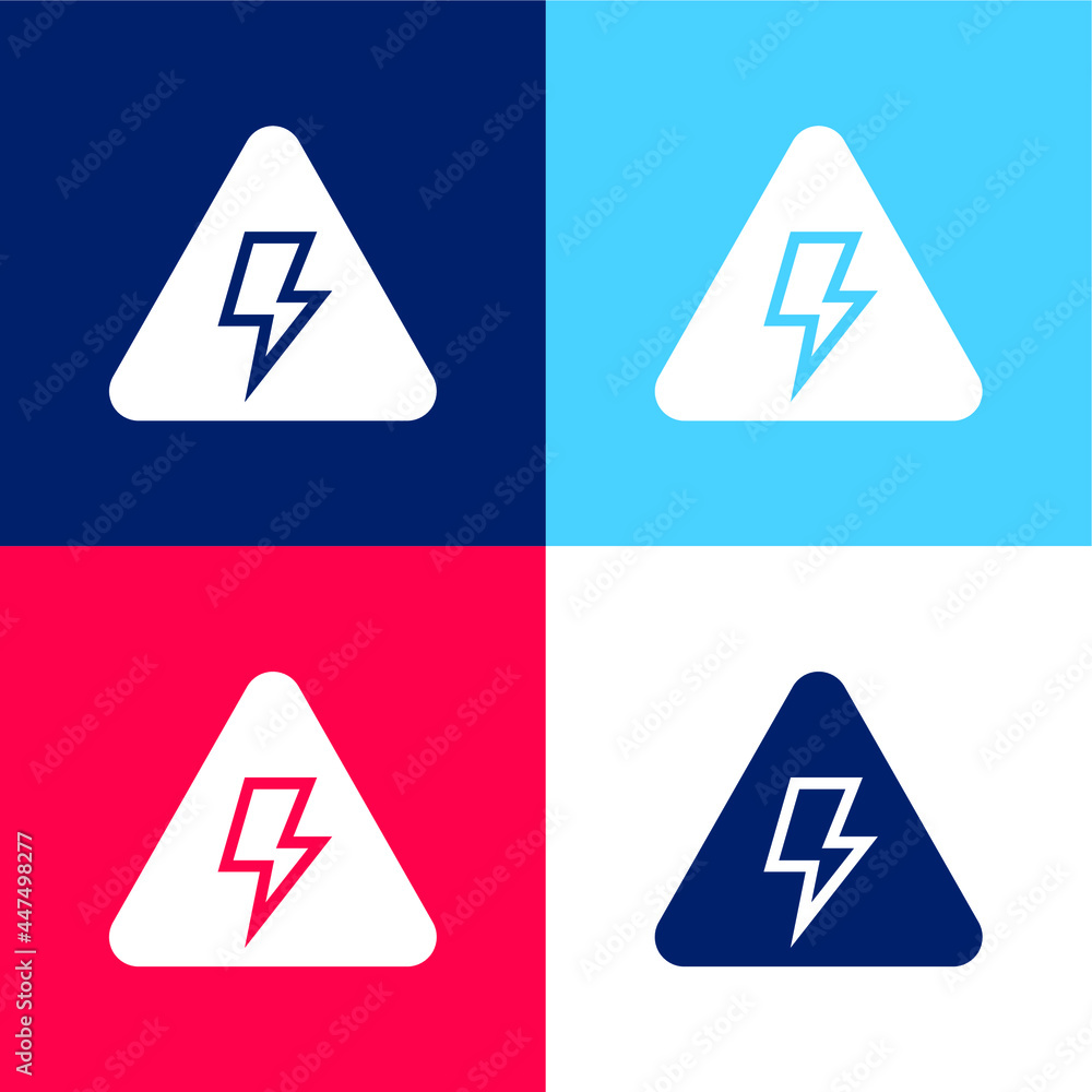 Bolt blue and red four color minimal icon set Bolt blue and red four color minimal icon set