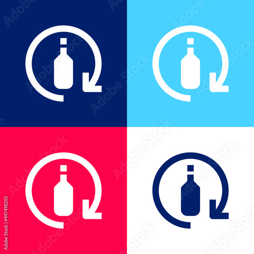 Bottle blue and red four color minimal icon set