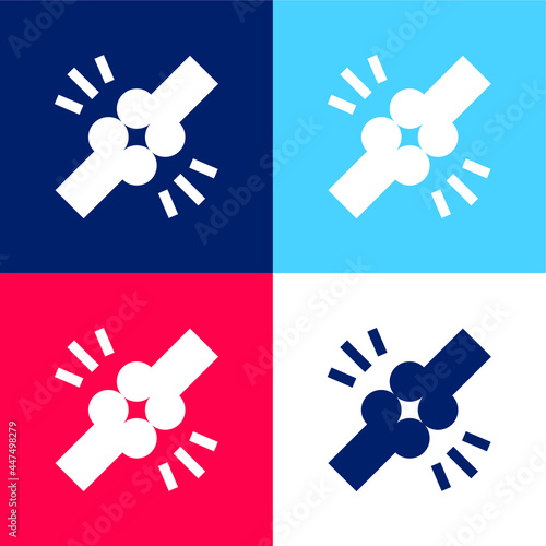 Bones blue and red four color minimal icon set