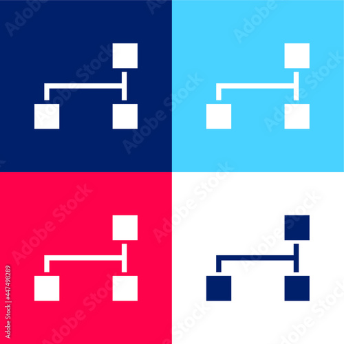 Block Scheme Of Three Black Squares blue and red four color minimal icon set