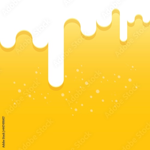 vector beer background with white foam and bubbles. light beer poster design template