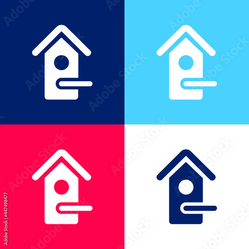 Bird House blue and red four color minimal icon set